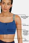 Zelocity High Impact Quick Dry Front Opening Multicolor Strap Sports Bra - Set Sail — thumbnail 8